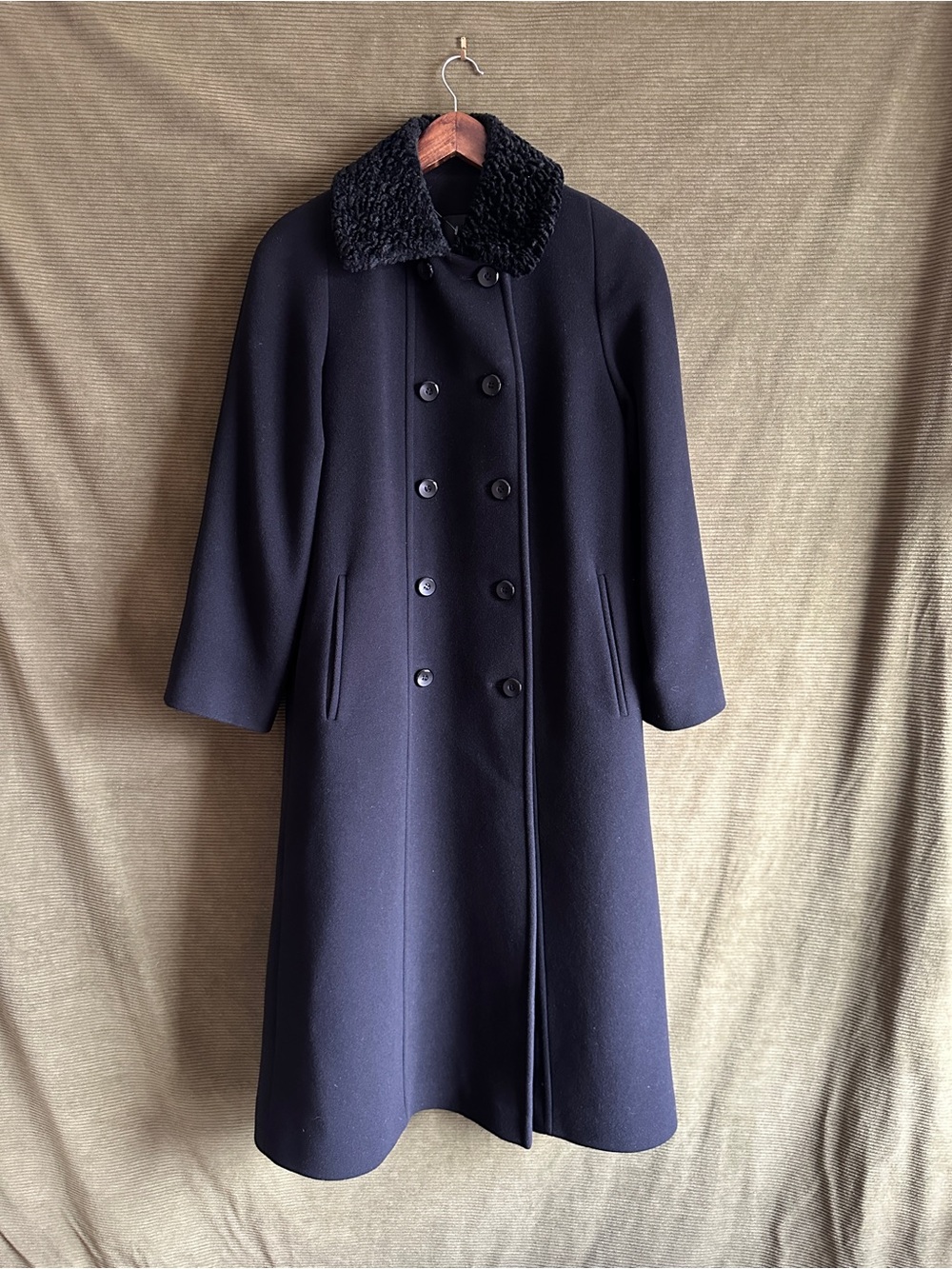 Vintage 90% Wool 10% Cashmere Double-Breasted Black Pea Coat